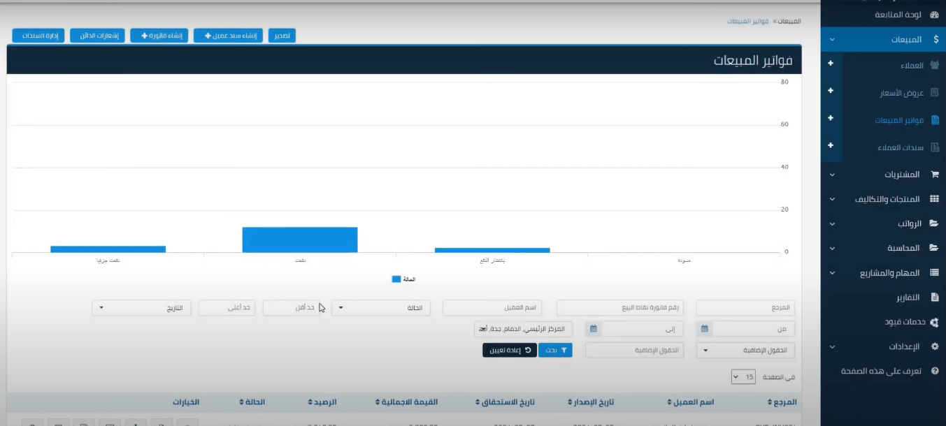 قائمة فواتير المبيعات