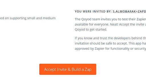 Accept Invite & Build a Zap