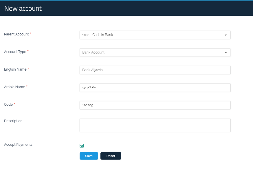 Adding New Account in The Chart of Accounts - Qoyod