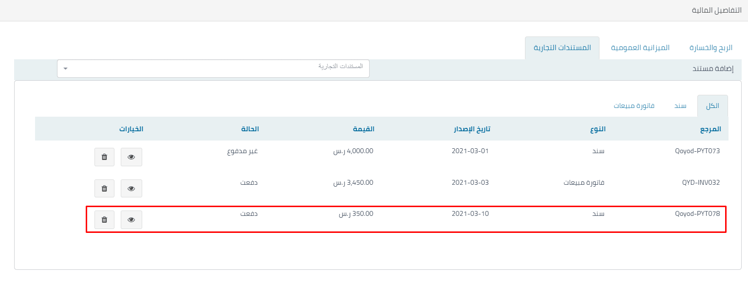 المشاريع - قيود