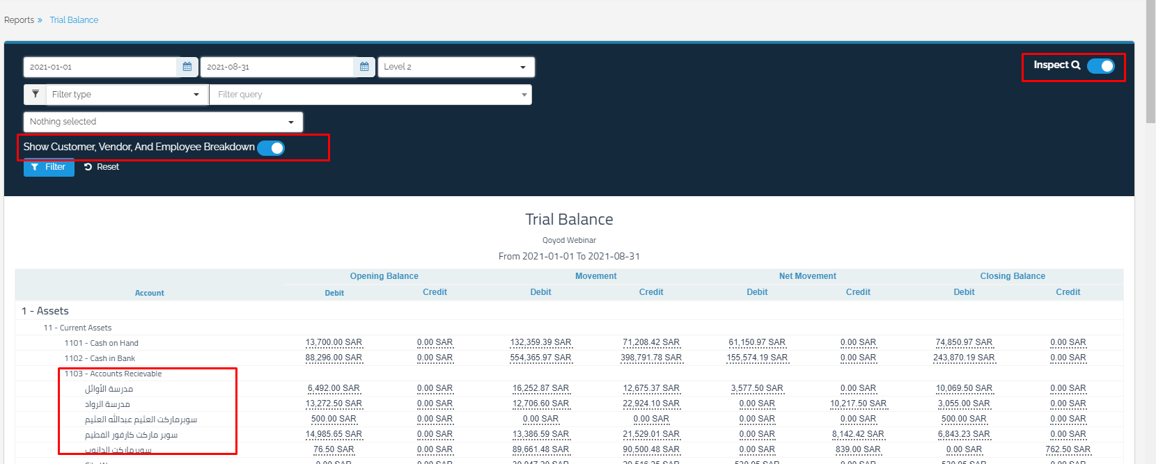 Trial Balance - Qoyod