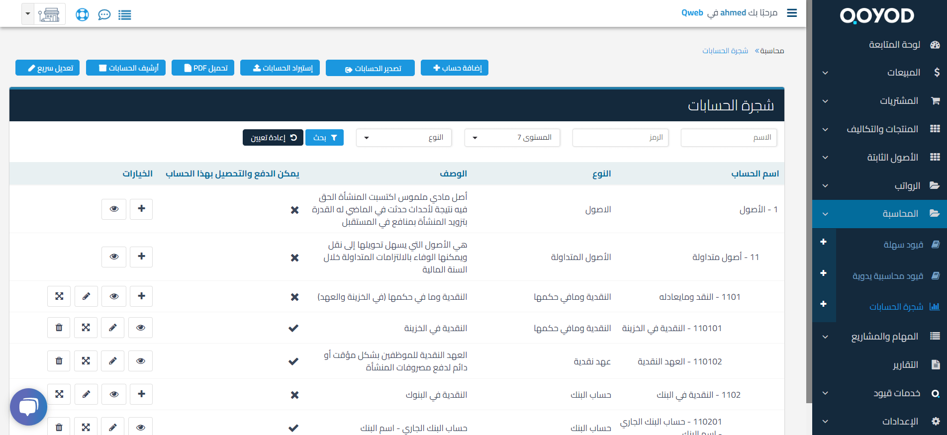 انشاء حسابات فرعية مختلفة